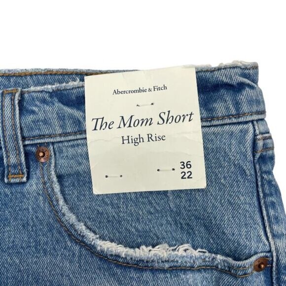 NWT ABERCROMBIE & FITCH High Rise Mom Denim Short 22 Cut Off - Picture 6 of 8